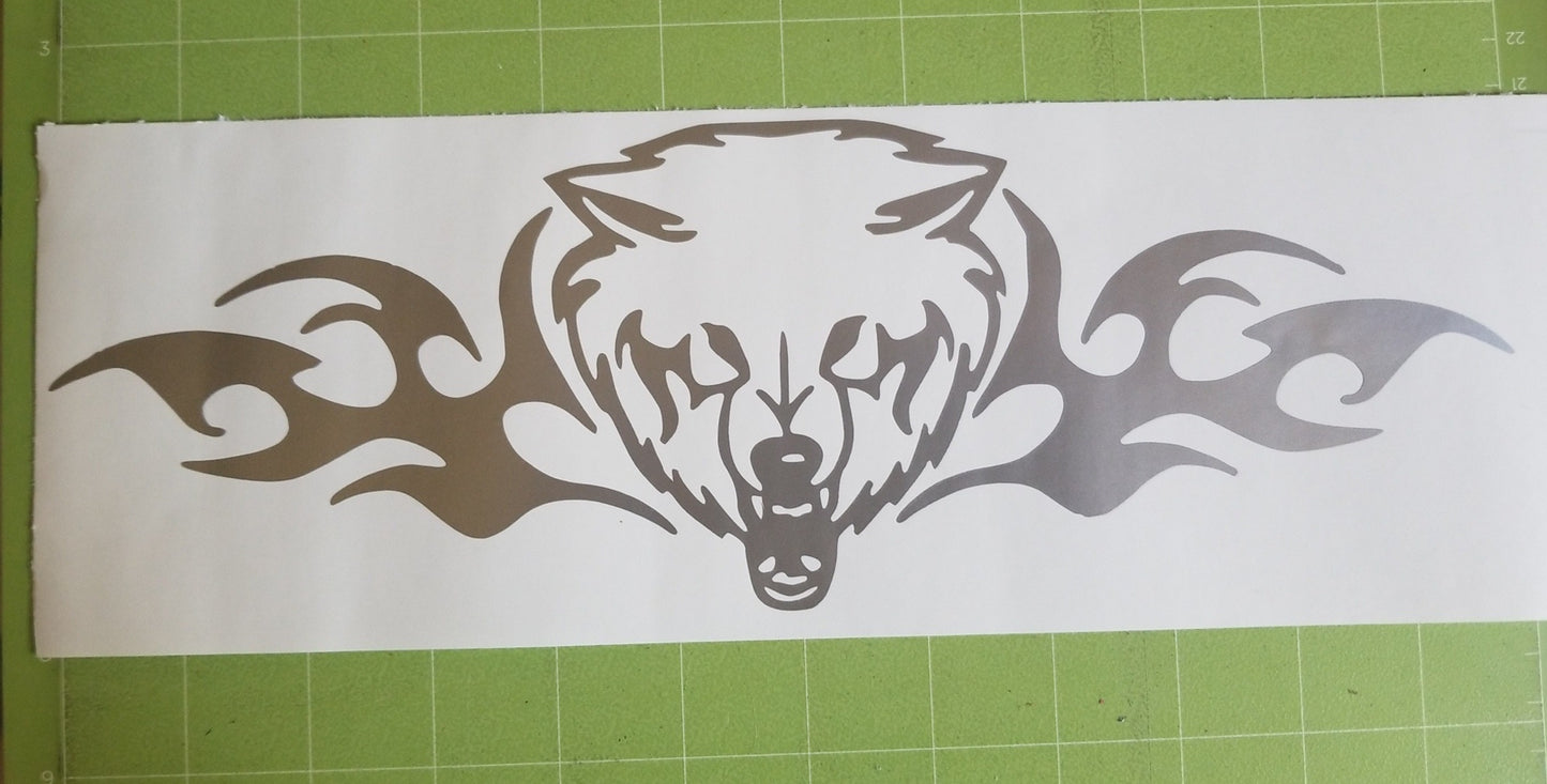 Vinyl Decal | Tribal Wolf | Cars, Laptops, Etc.