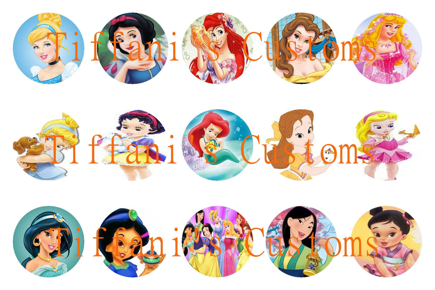 Disney Princess and Prince Bottle Cap Images *DIGITAL DOWNLOAD*