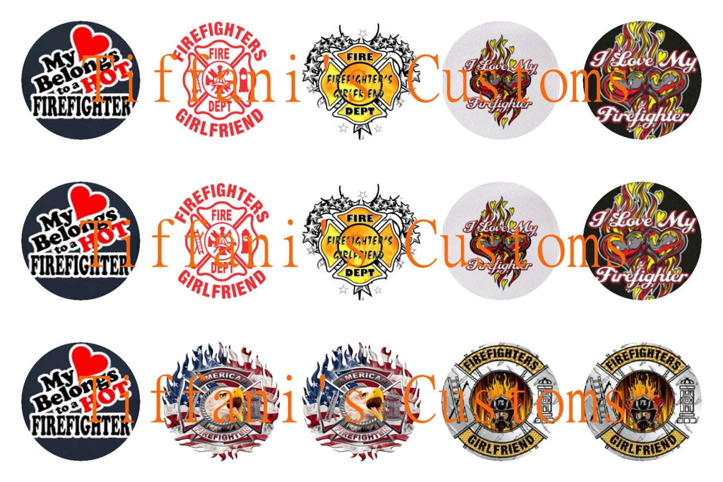 Firefighter Girlfriend Bottle Cap Images *DIGITAL DOWNLOAD*