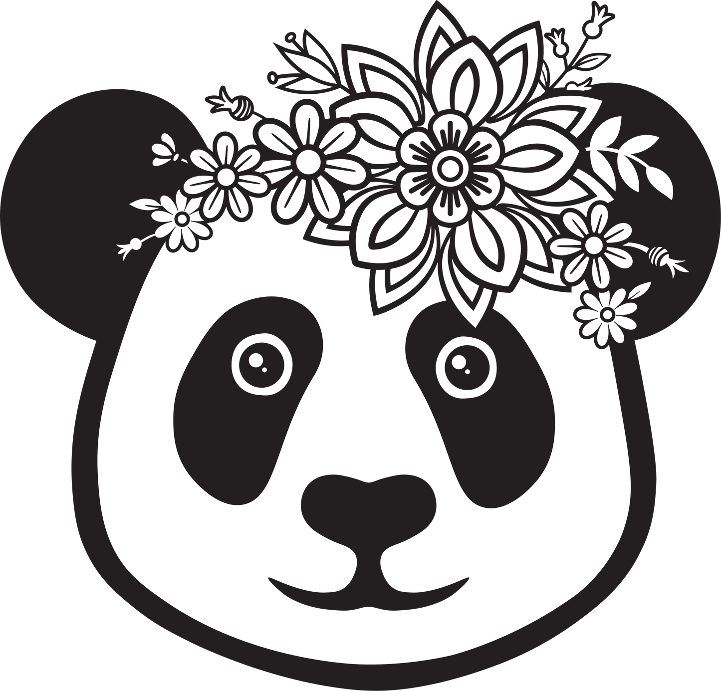 Vinyl Decal | Floral Panda | Cars, Laptops, Etc.