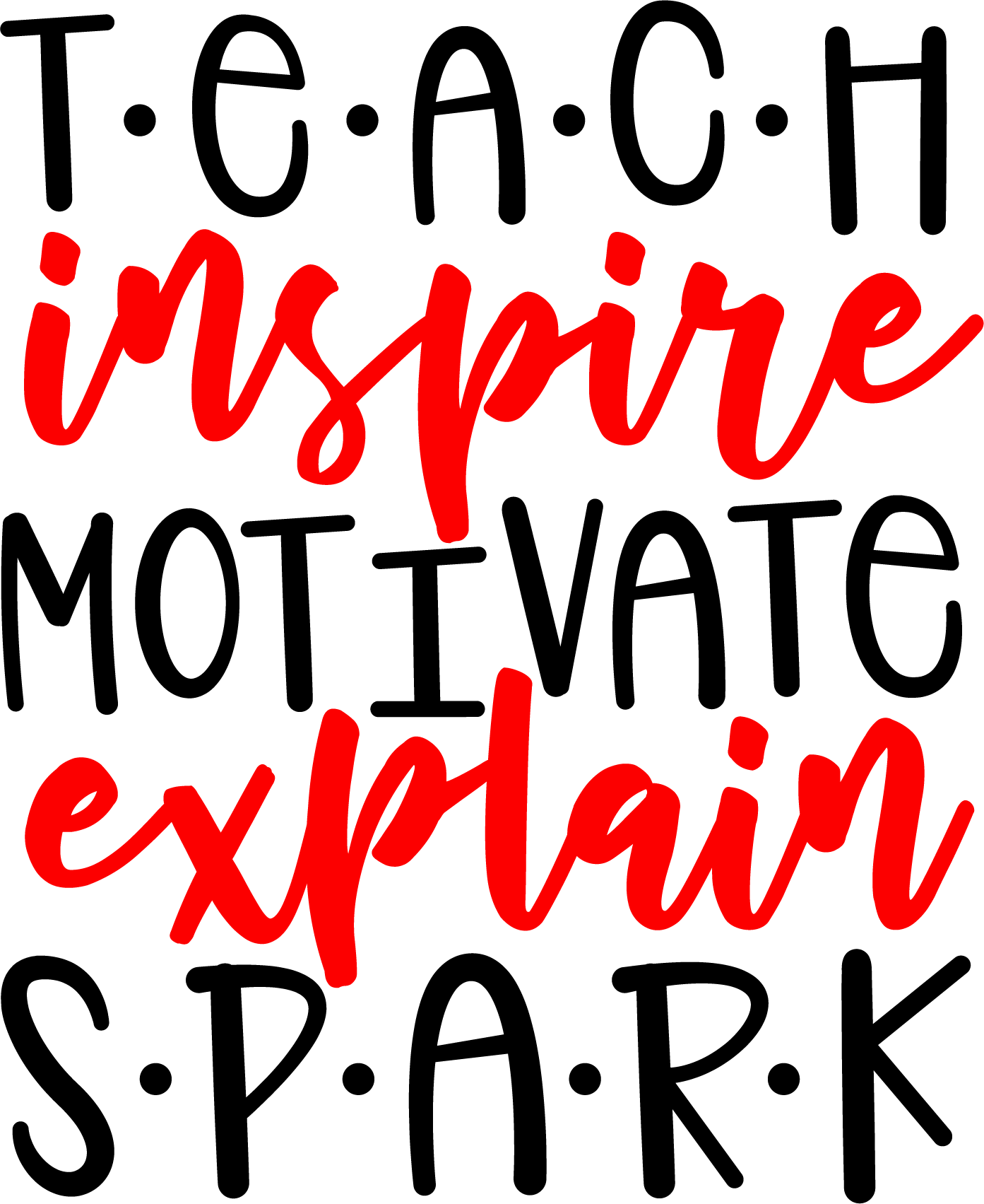 Vinyl Decal | Teach Inspire Motivate Explain Spark | Cars, Laptops, Etc.