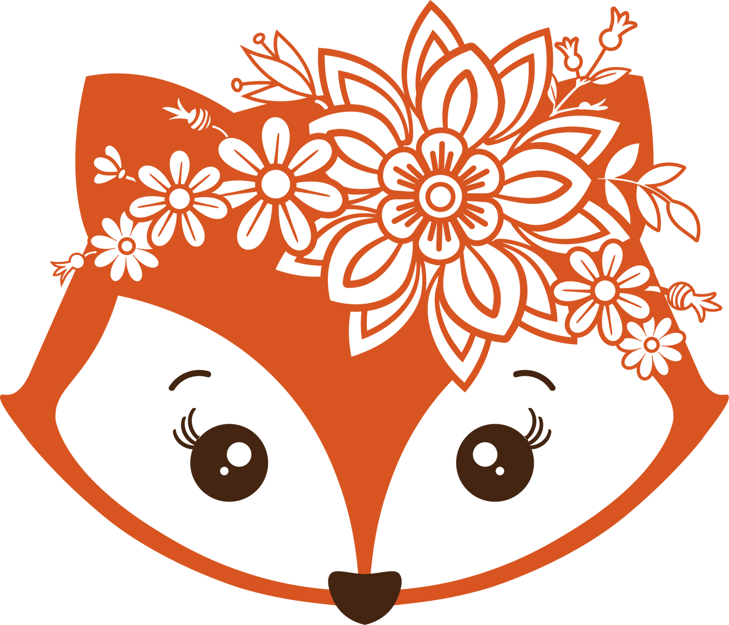 Vinyl Decal | Floral Fox | Cars, Laptops, Etc.