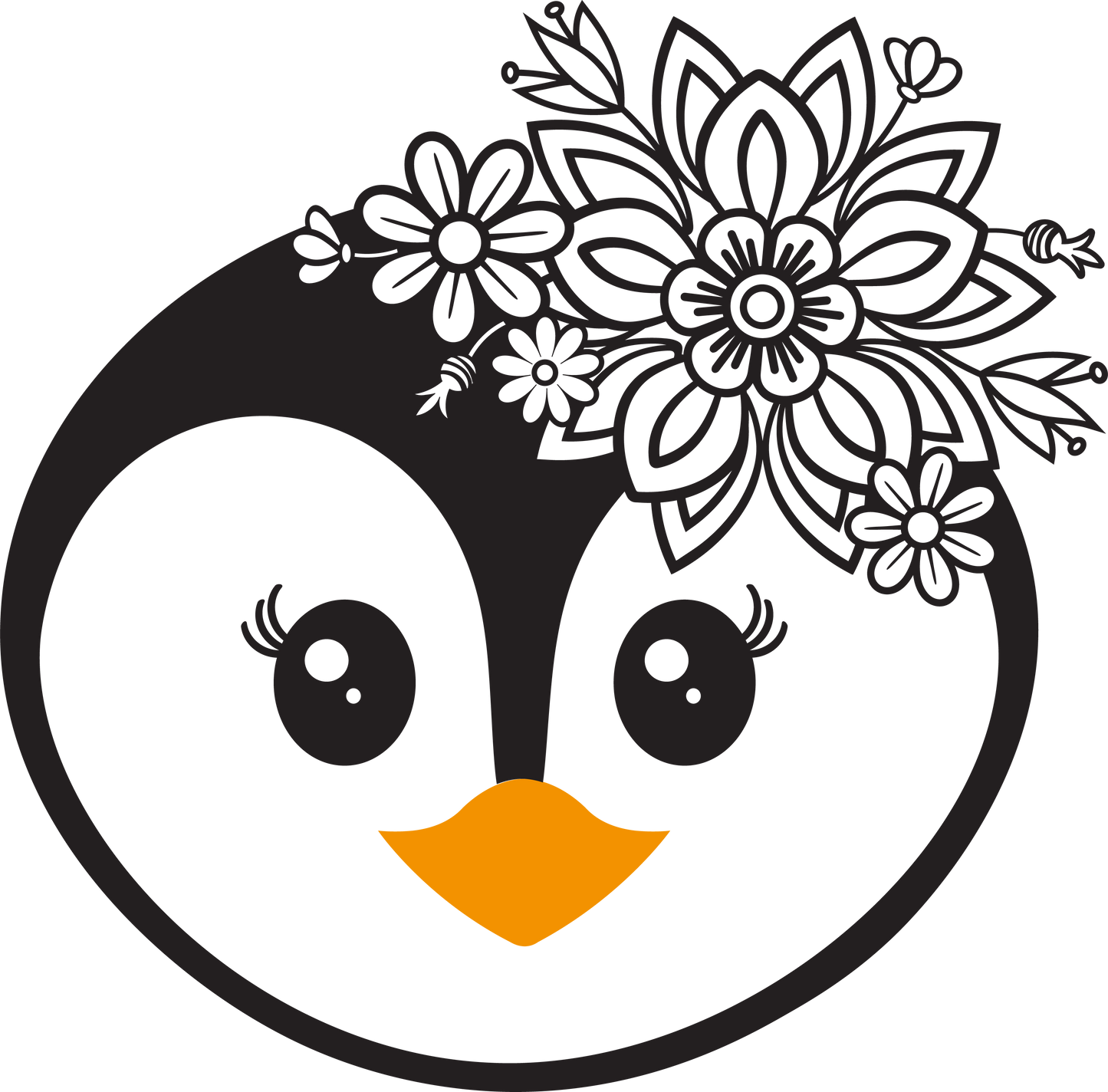 Vinyl Decal | Floral Penguin | Cars, Laptops, Etc.