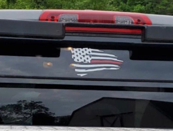 Vinyl Decal | Thin Red Line Firefighter Flag | Cars, Laptops, Etc.