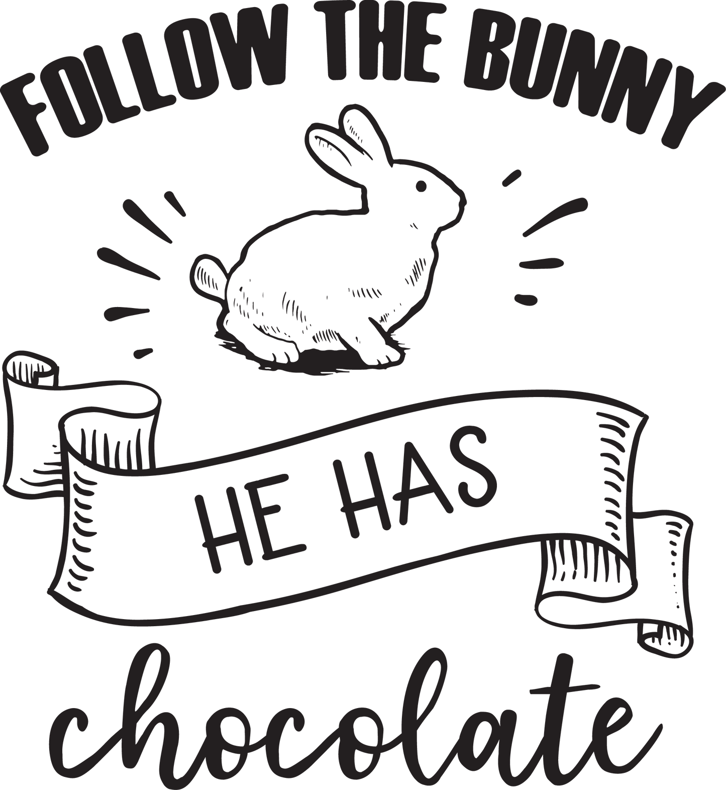 Vinyl Decal | Follow The Bunny | Cars, Laptops, Etc.