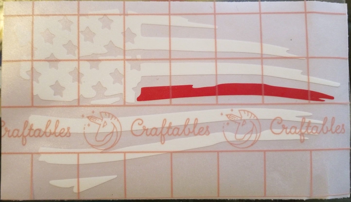 Vinyl Decal | Thin Red Line Firefighter Flag | Cars, Laptops, Etc.