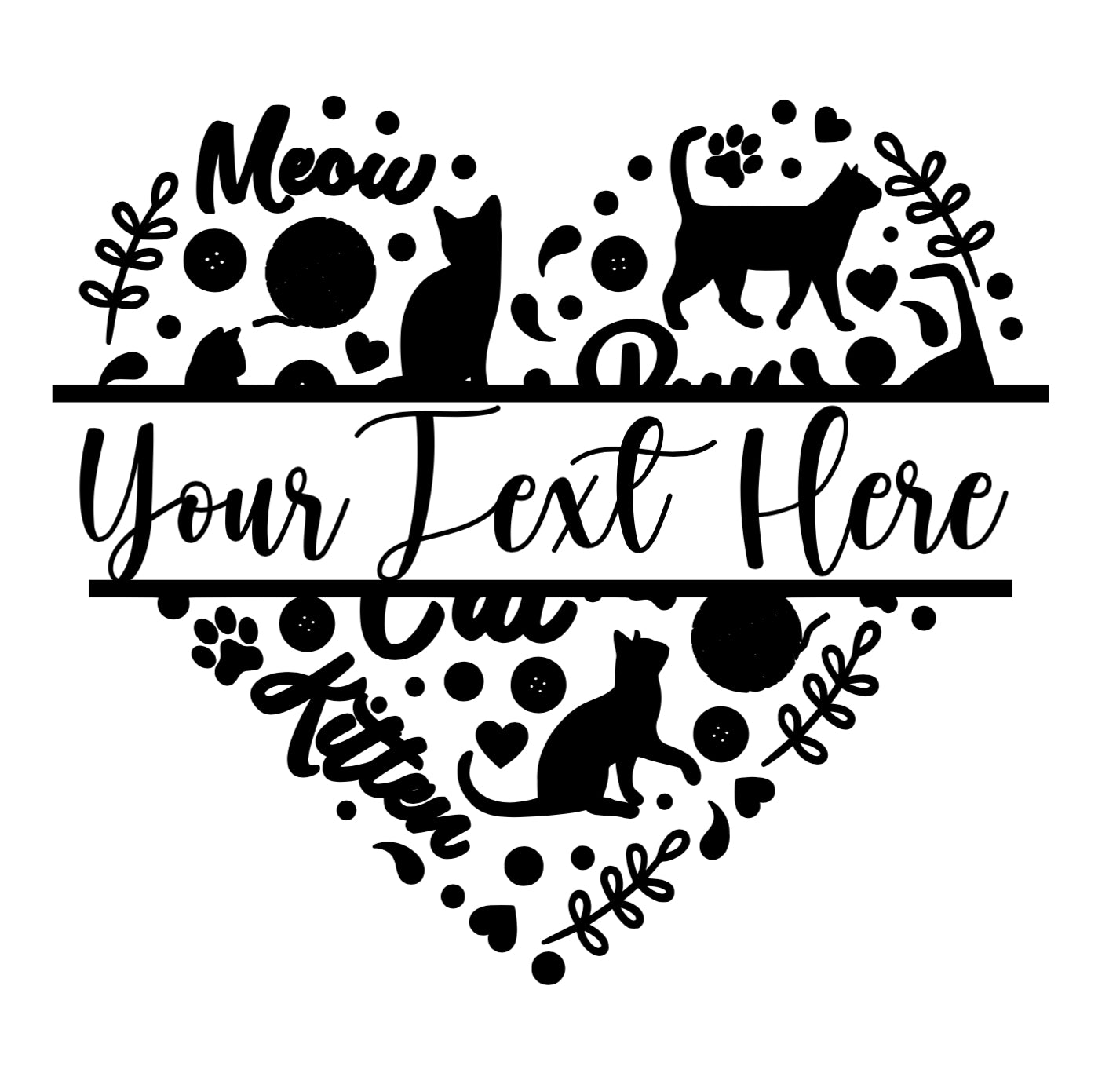 Vinyl Decal | Cat Heart Monogram | Cars, Laptops, Etc.