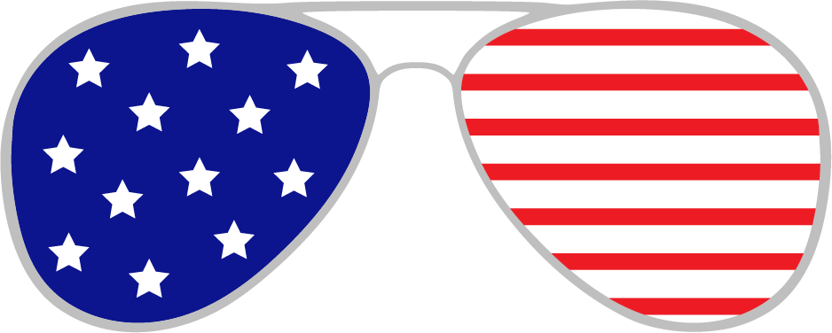 Vinyl Decal | Stars and Stripes Sunglasses | Cars, Laptops, Etc.