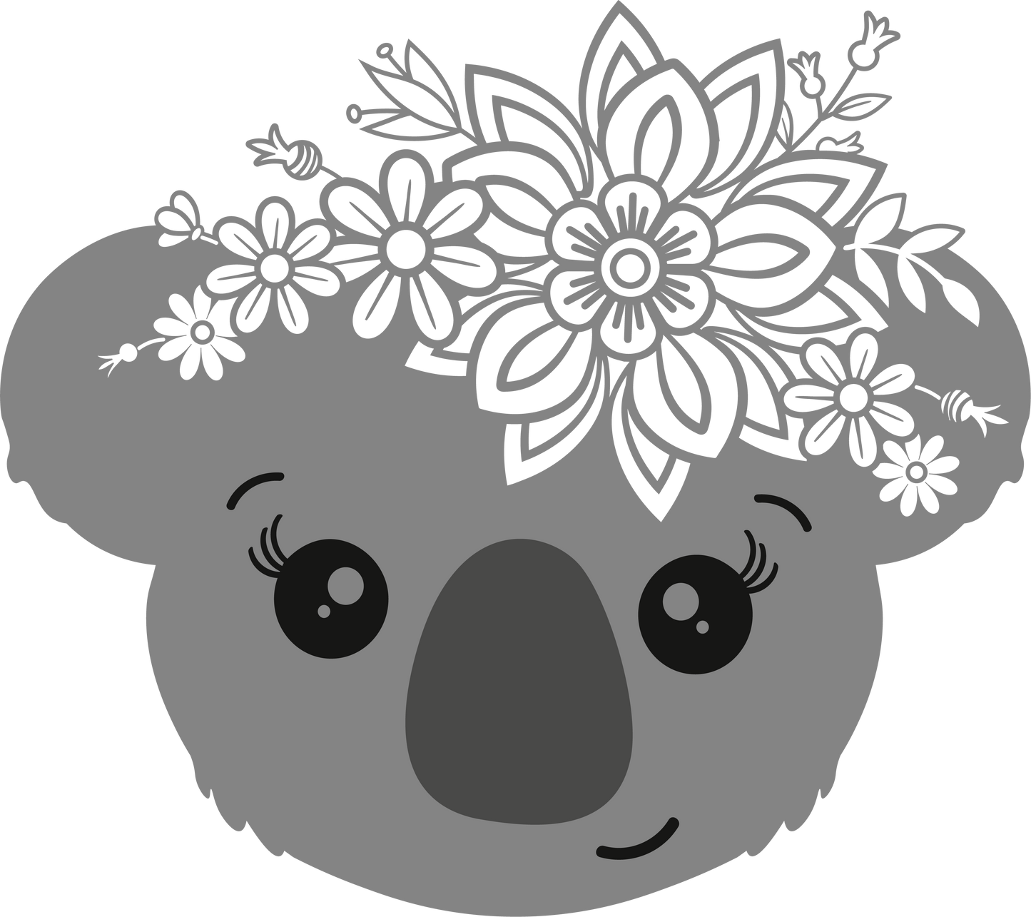 Vinyl Decal | Floral Koala | Cars, Laptops, Etc.