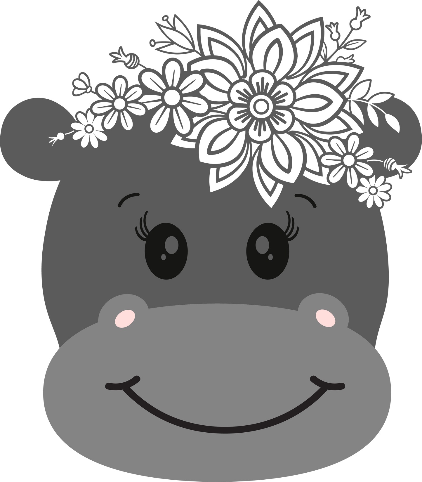 Vinyl Decal | Floral Hippo | Cars, Laptops, Etc.