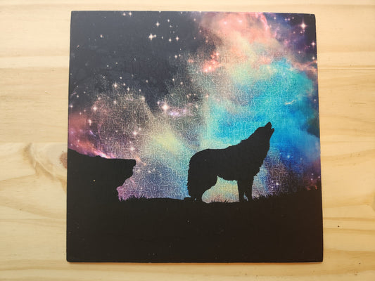 Wolf Galaxy Square Canvas Print