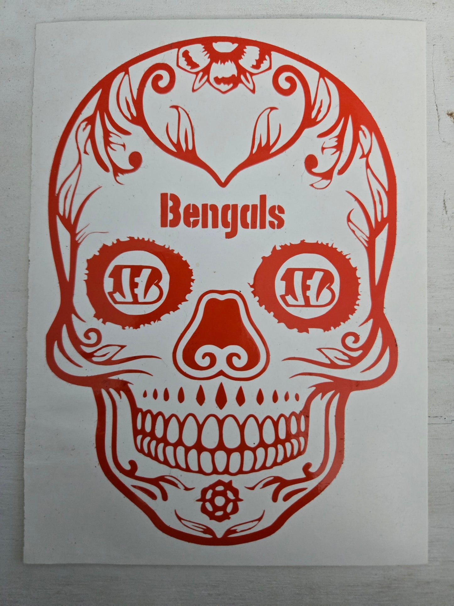 Vinyl Decal | Bengals Sugar Skull | Cars, Laptops, Etc.