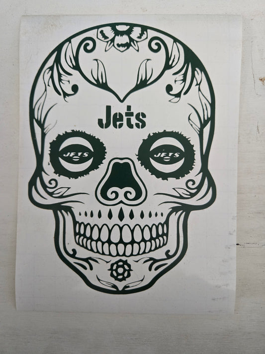 Vinyl Decal | Jets Sugar Skull | Cars, Laptops, Etc