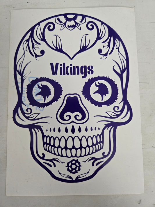 Vinyl Decal | Vikings Sugar Skull | Cars, Laptops, Etc