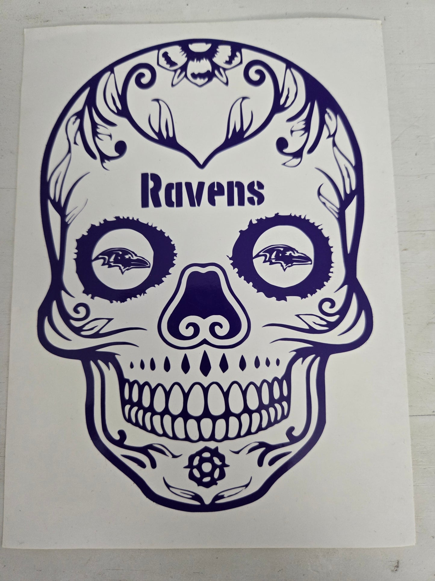 Vinyl Decal | Ravens Sugar Skull | Cars, Laptops, Etc