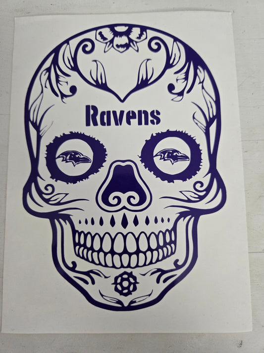 Vinyl Decal | Ravens Sugar Skull | Cars, Laptops, Etc