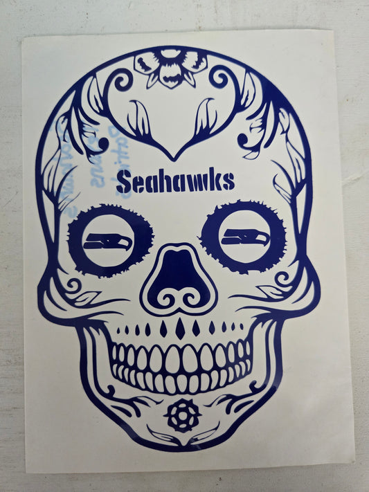 Vinyl Decal | Seahawks Sugar Skull | Cars, Laptops, Etc