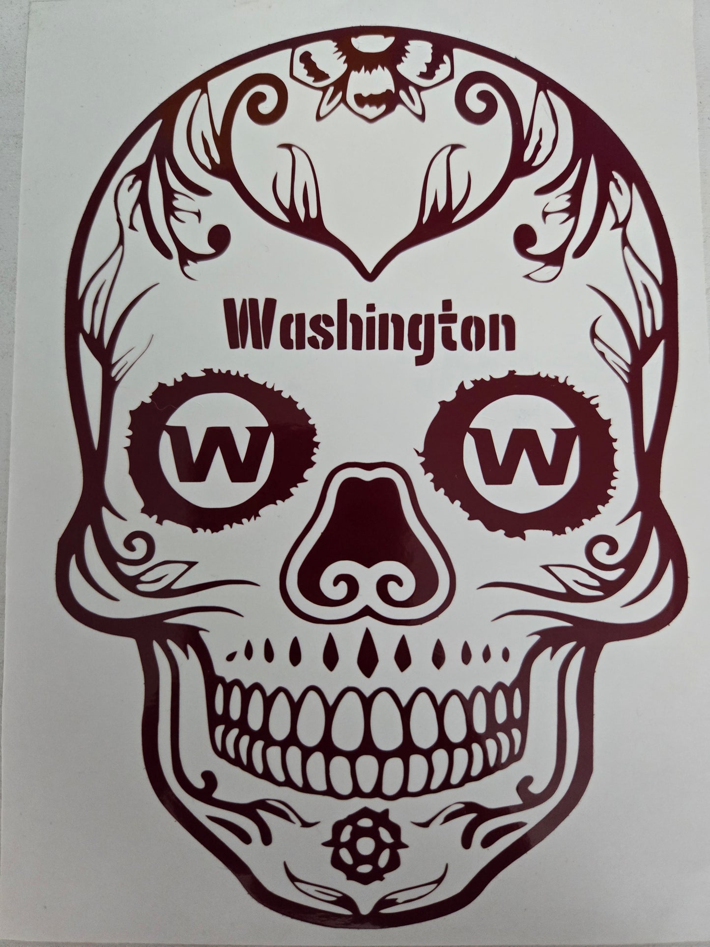 Vinyl Decal | Commanders Sugar Skull | Cars, Laptops, Etc