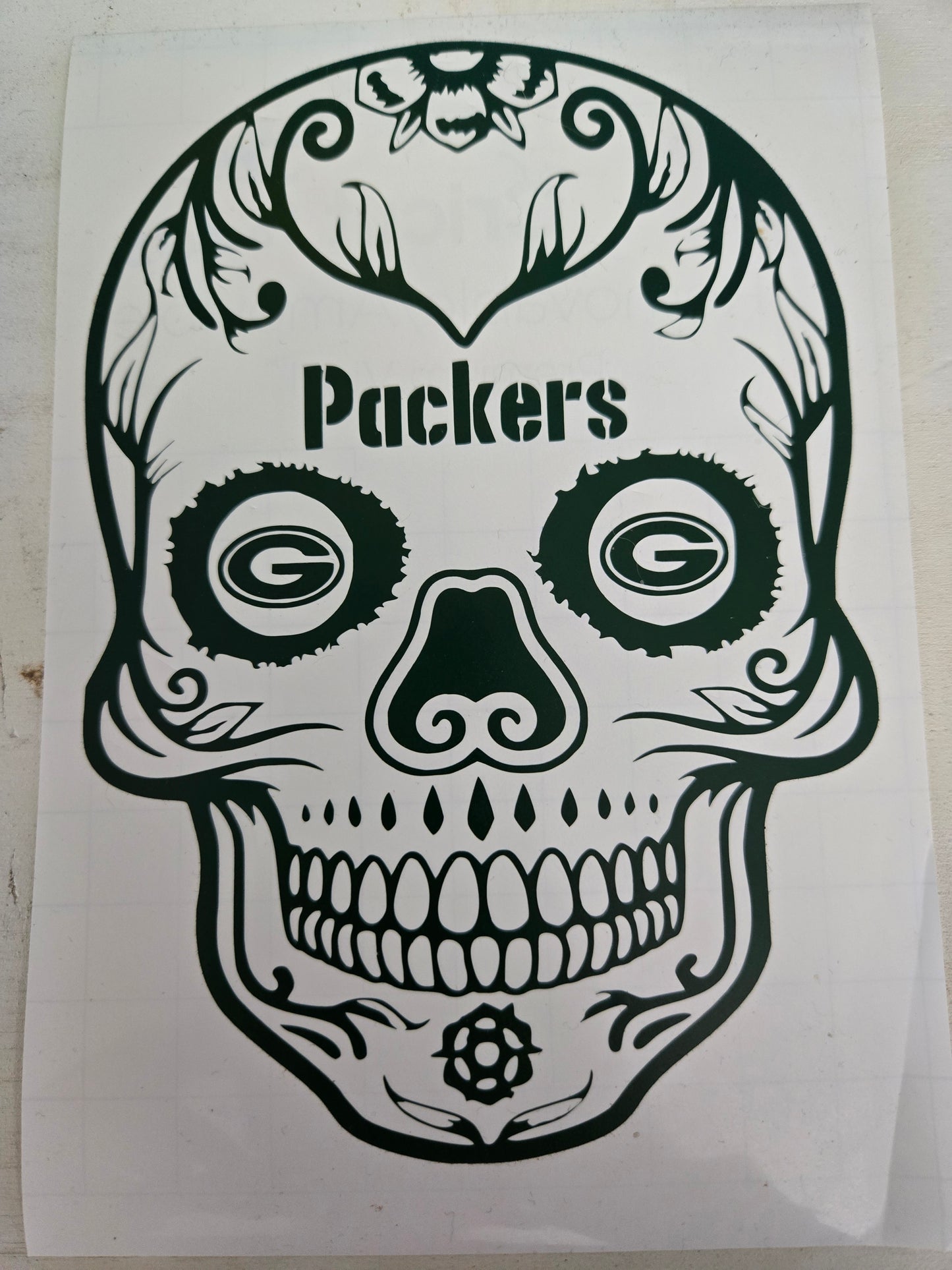 Vinyl Decal | Packers Sugar Skull | Cars, Laptops, Etc