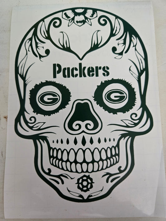 Vinyl Decal | Packers Sugar Skull | Cars, Laptops, Etc