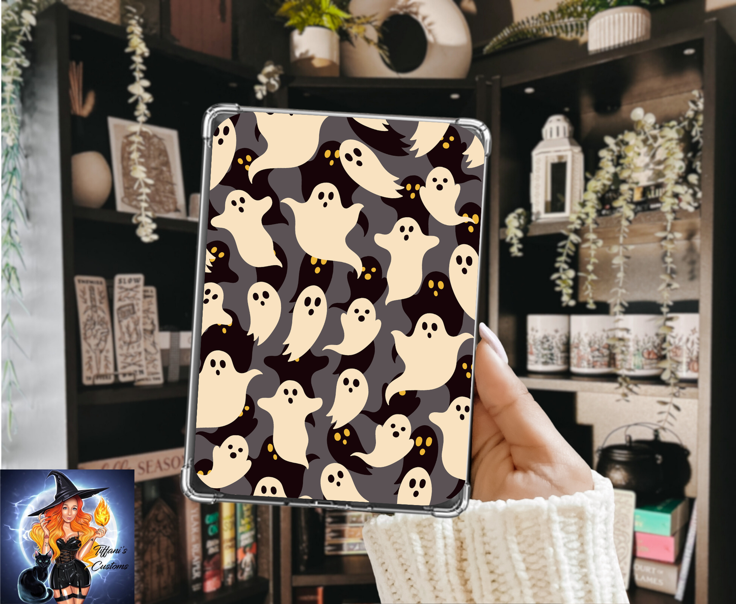 Black & White Ghosties | Kindle Insert for Clear Case | Optional Lamination