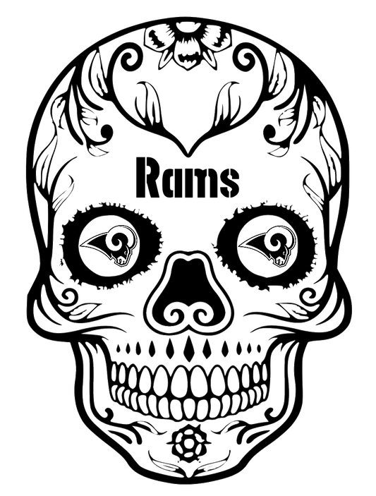 Vinyl Decal | Rams Sugar Skull | Cars, Laptops, Etc