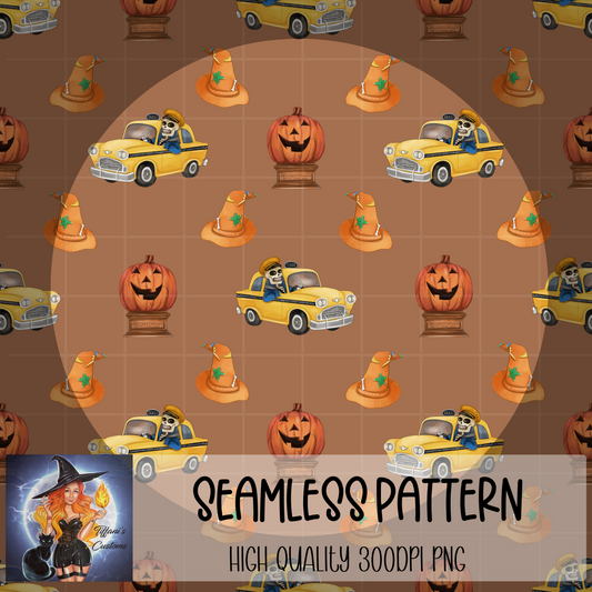 Halloween Town Icons Seamless Pattern: Digital Paper (300 DPI PNG) (Digital Download)