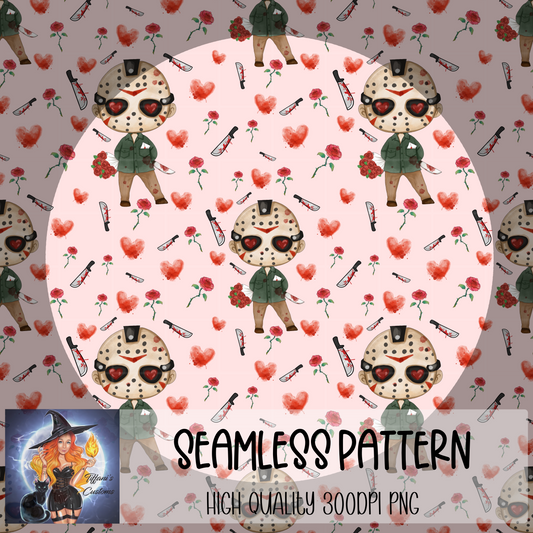 Jason Valentine Seamless Pattern: Digital Paper (300 DPI PNG) (Digital Download)