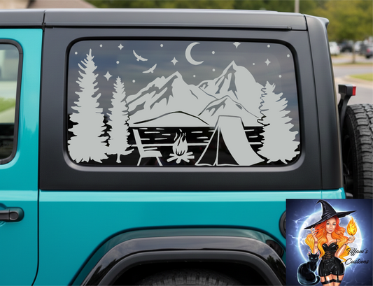 Camping Scene |  Full Coverage Car Window Decal | Premium Full Kit |