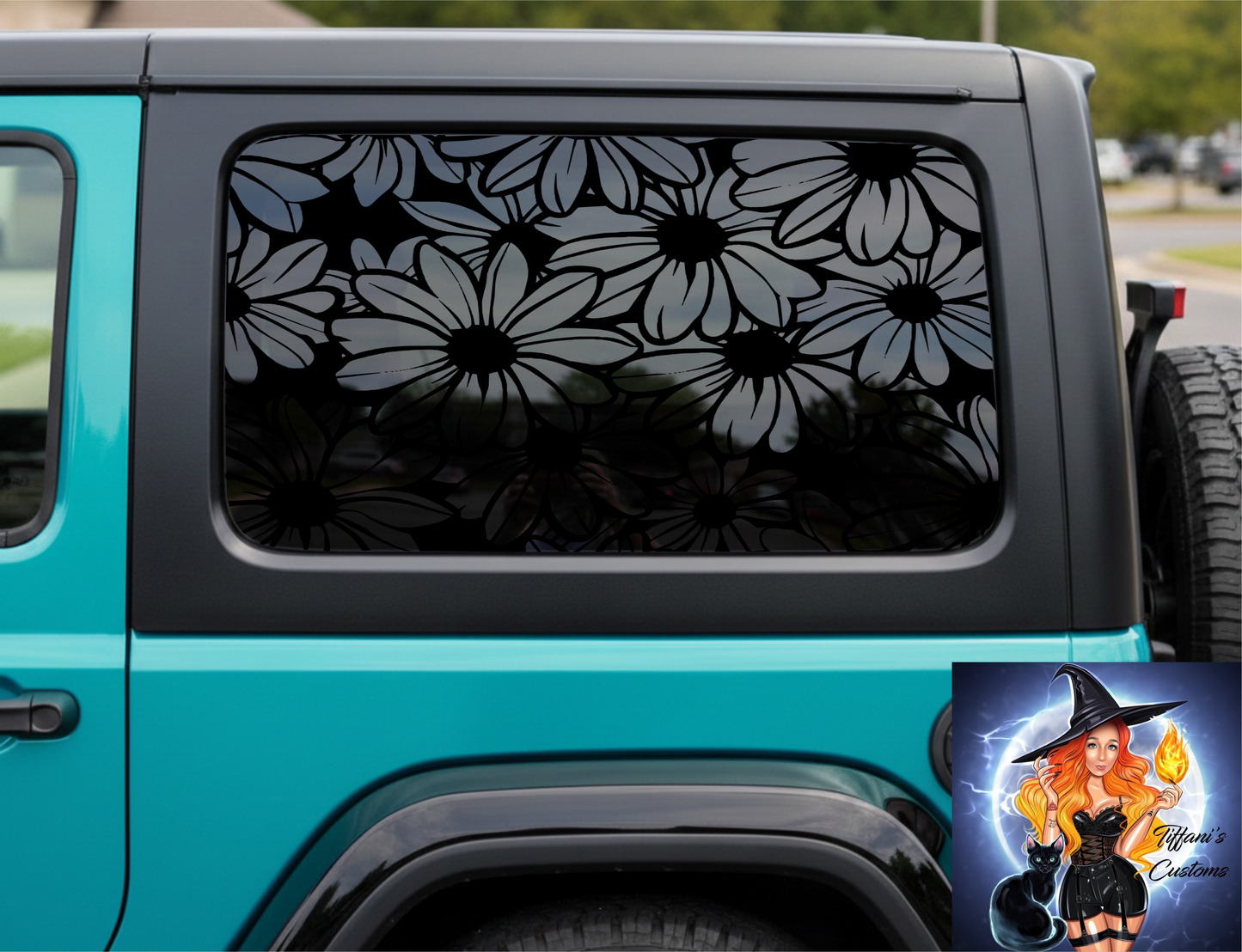 Daisies Inverted |  Full Coverage Car Window Decal | Premium Full Kit |