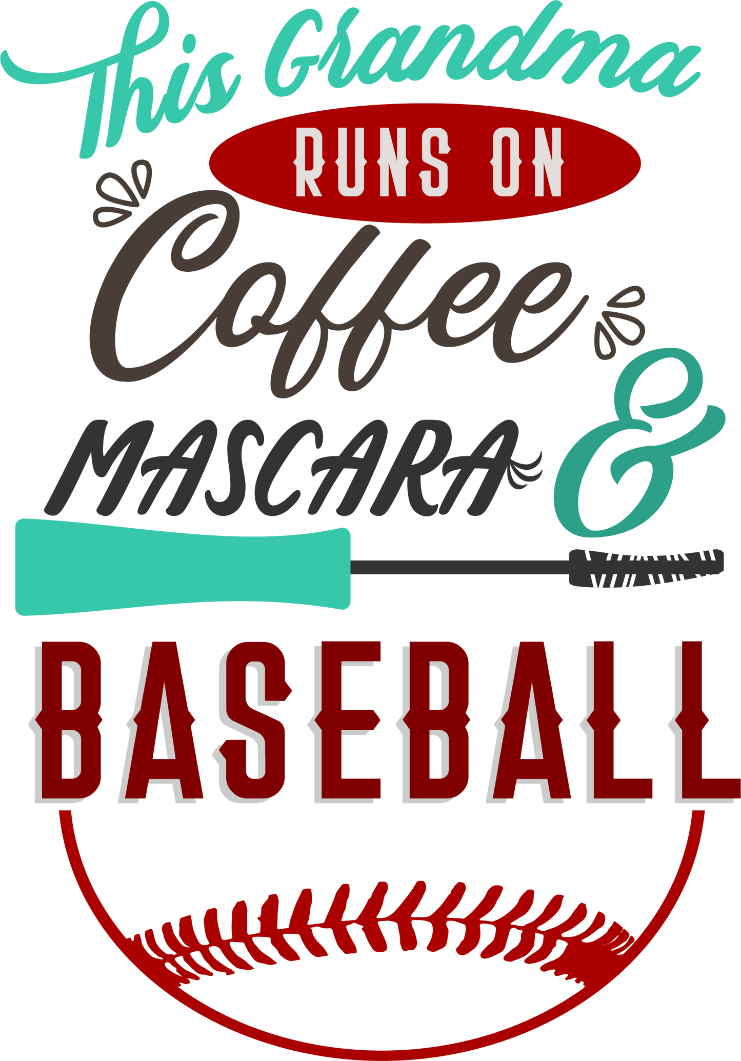 Vinyl Decal | Coffee Mascara Baseball Grandma | Cars, Laptops, Etc.