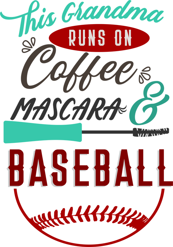 Vinyl Decal | Coffee Mascara Baseball Grandma | Cars, Laptops, Etc.