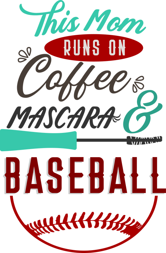 Vinyl Decal | Coffee Mascara Baseball Mom | Cars, Laptops, Etc.