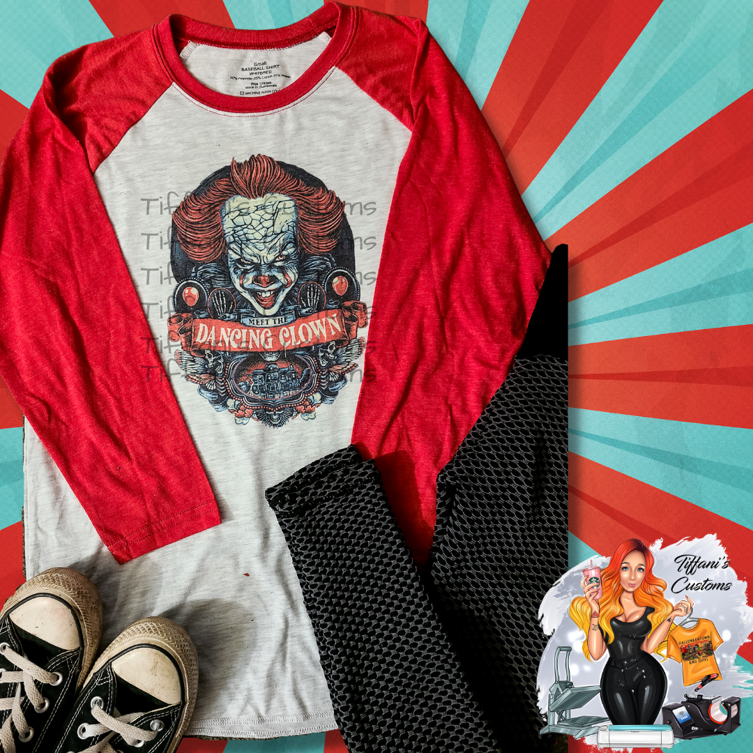 Meet The Dancing Clown Raglan *Sublimation T-Shirt - MADE TO ORDER*
