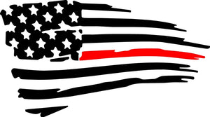 Vinyl Decal | Thin Red Line Firefighter Flag | Cars, Laptops, Etc.