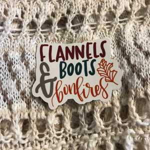 Sticker | Flannels Boots Bonfires | Water bottles, Laptops, Etc