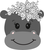 Vinyl Decal | Floral Hippo | Cars, Laptops, Etc.